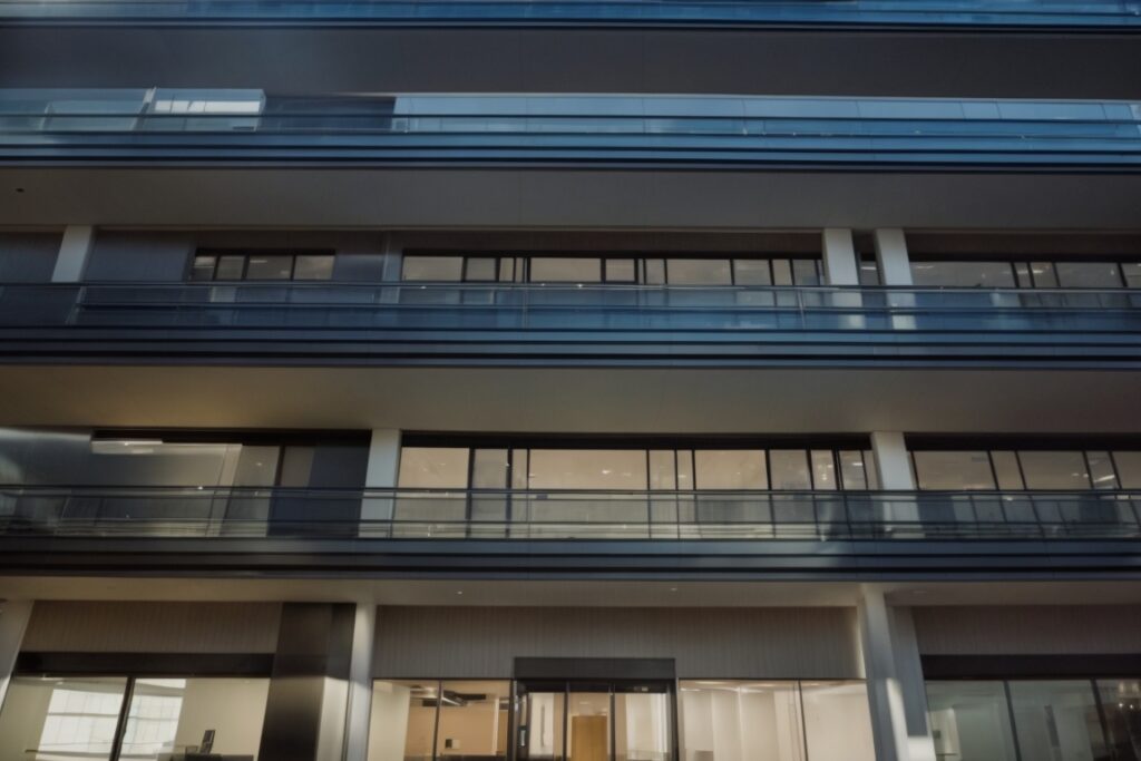 modern office in Kansas City with commercial window film blocking sunlight