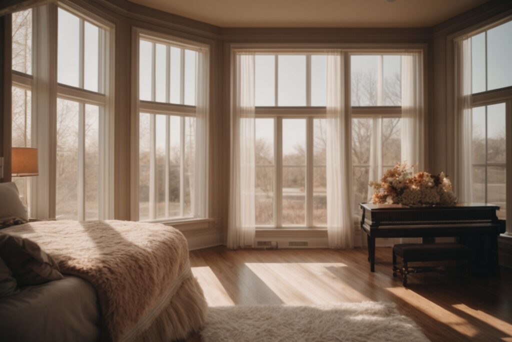 Kansas City home with frosted opaque windows for privacy