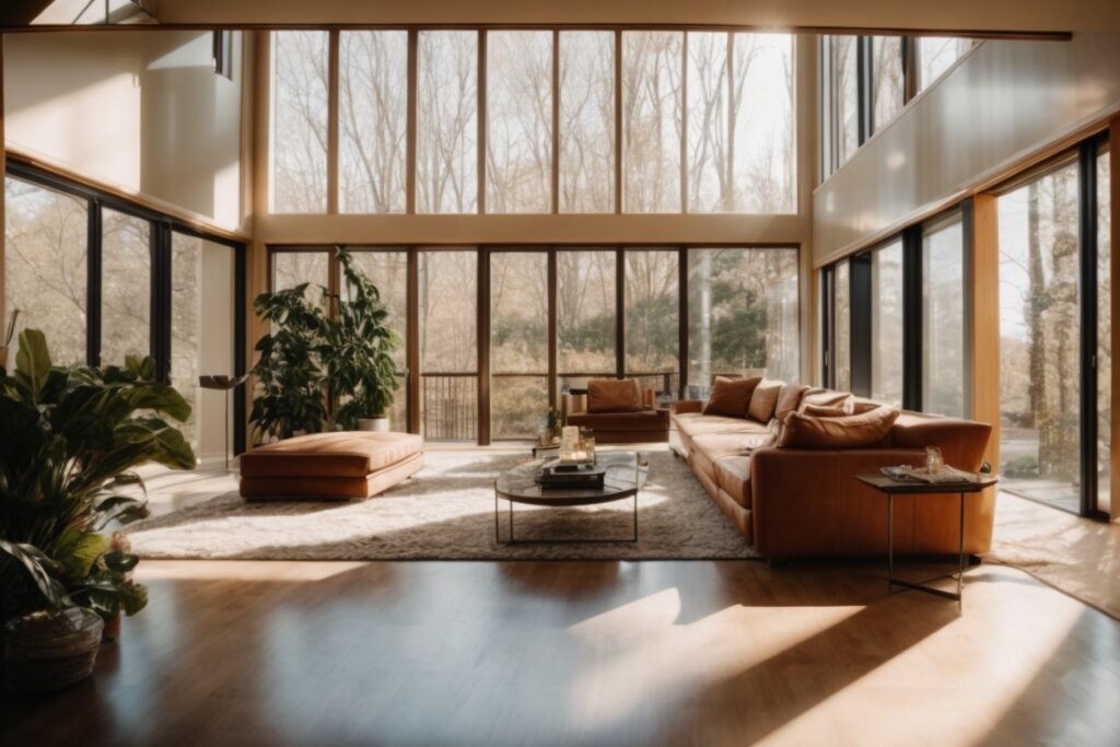 Kansas City home with solar window film, natural light filtering through