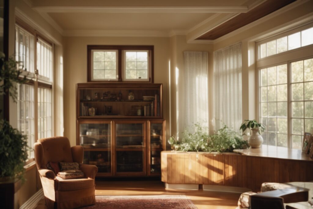 Kansas City home interior with installed window film, sunlight filtering through