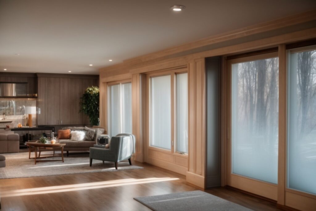 Kansas City home with frosted window film for energy efficiency