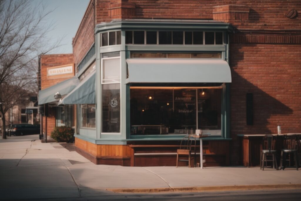 Kansas City café with frosted opaque windows for privacy