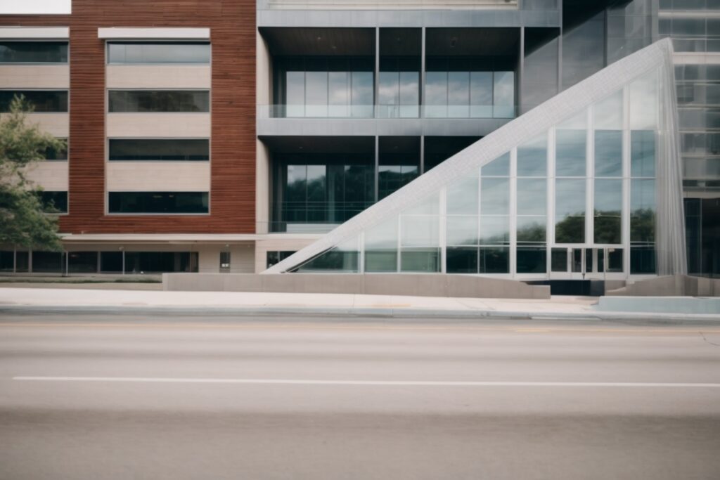 Eco-friendly building with sun control window film in Kansas City