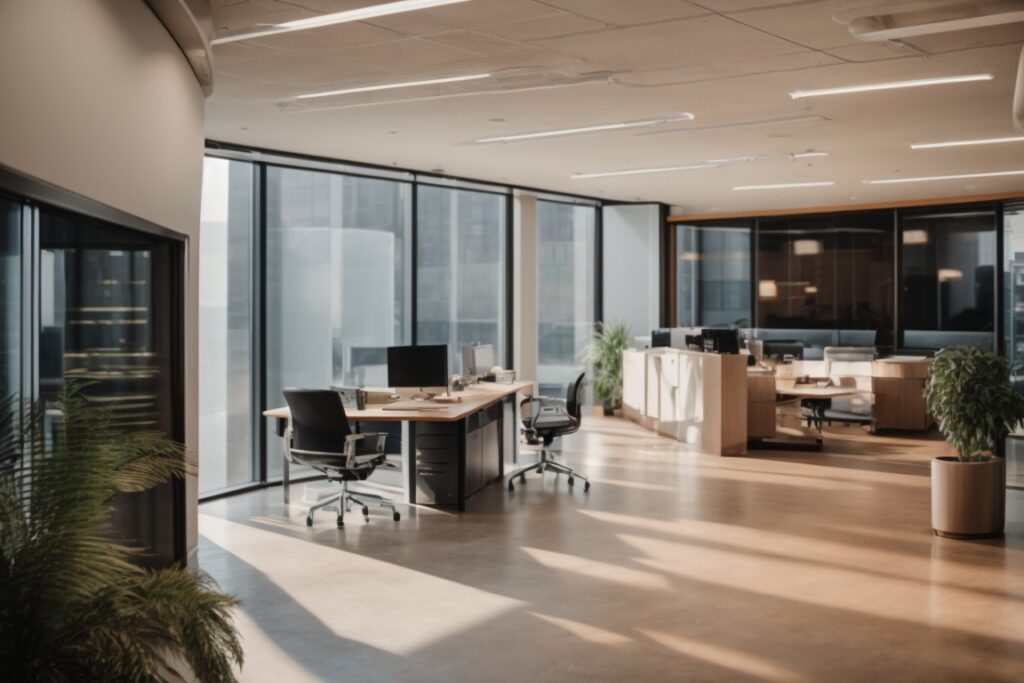 Kansas City office with solar window film, preserving furnishings