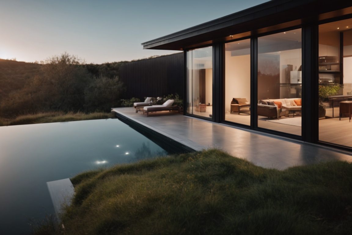 Modern home with tinted windows ensuring privacy and style