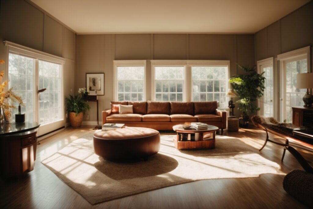 Kansas City home interior with sunlight filtered through tinted windows