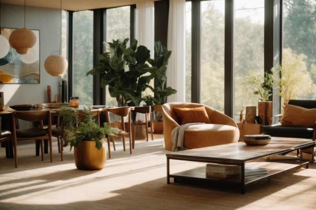 Kansas City home interior with UV blocking window film and sunlit room