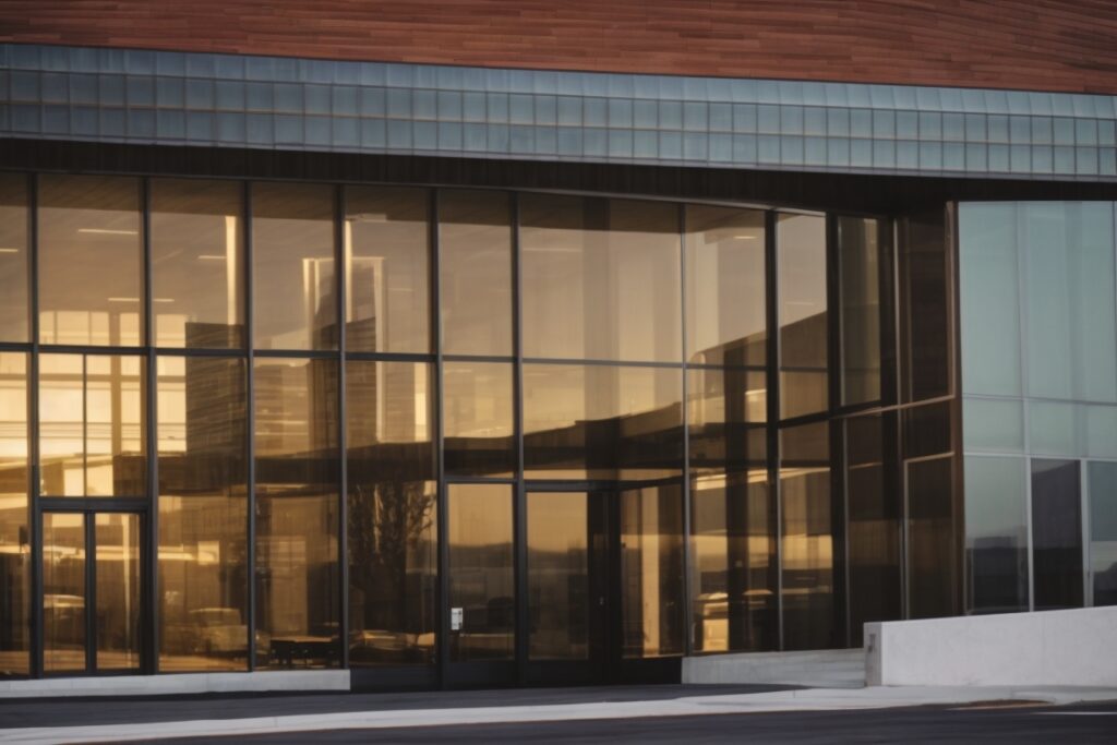 modern office building with heat reduction window film in Kansas City