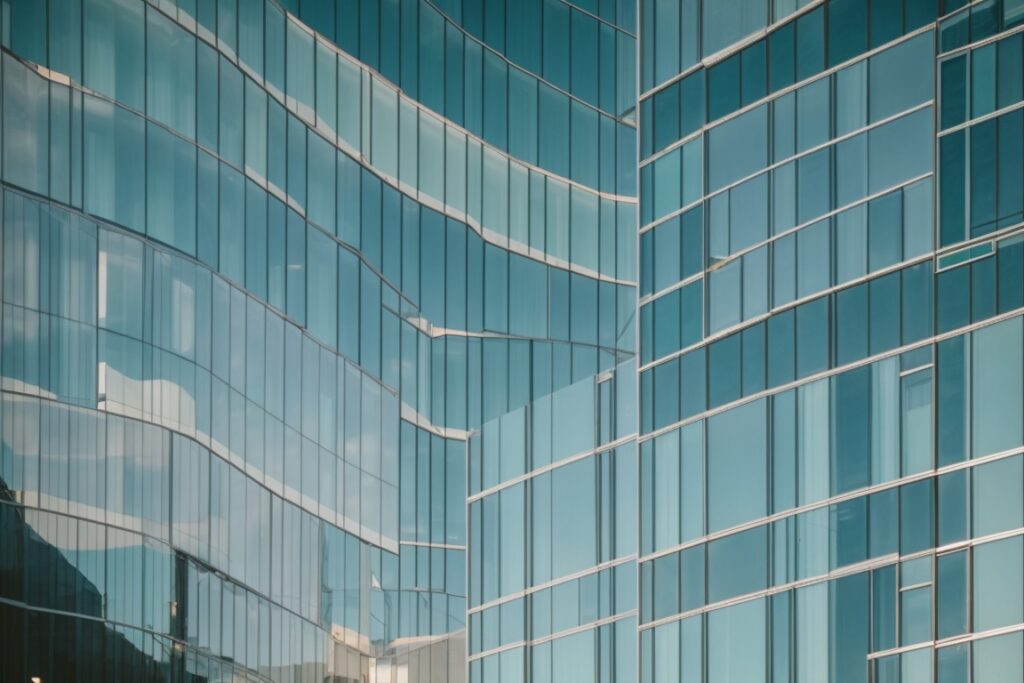 modern building with reflective heat blocking window film