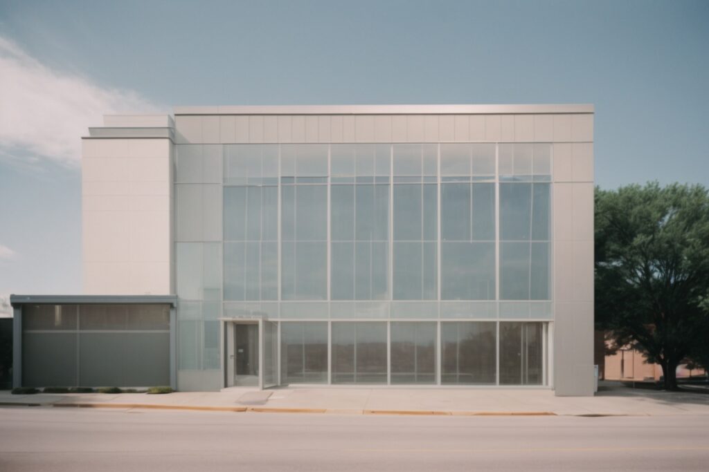 Kansas City art gallery with faded window film and UV damage