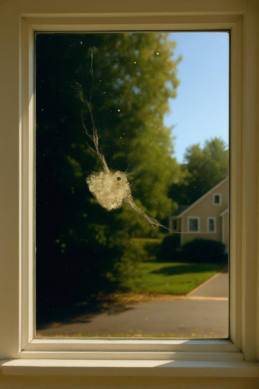 Bird collision impact on residential window showing the serious nature of bird strikes in Kansas City